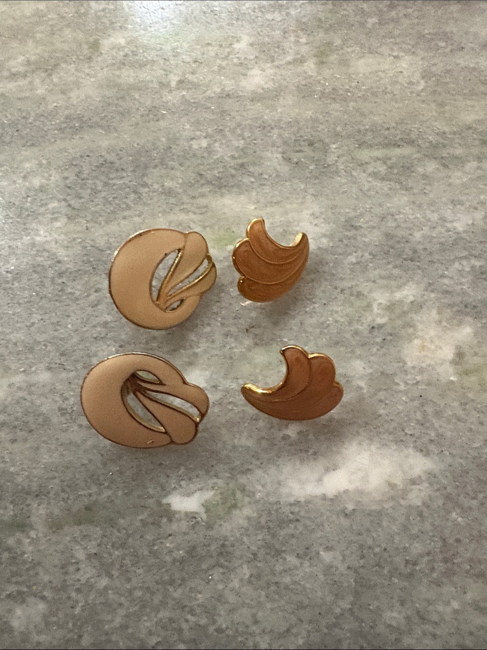 Gold-Tone Beige Enamel Stud Earring Set - Women Jewelry